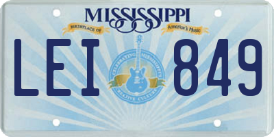 MS license plate LEI849