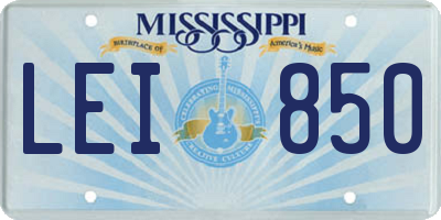 MS license plate LEI850