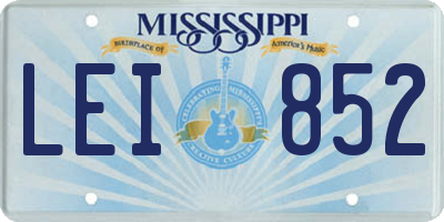 MS license plate LEI852