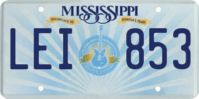 MS license plate LEI853