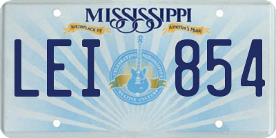 MS license plate LEI854
