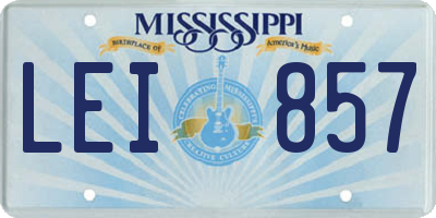 MS license plate LEI857