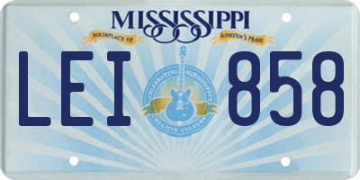 MS license plate LEI858