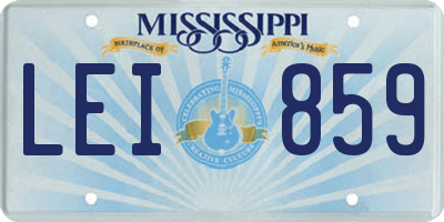 MS license plate LEI859