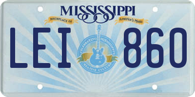 MS license plate LEI860