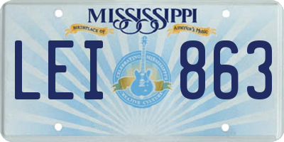 MS license plate LEI863