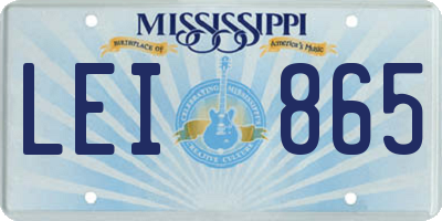 MS license plate LEI865