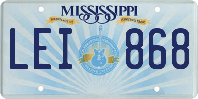 MS license plate LEI868