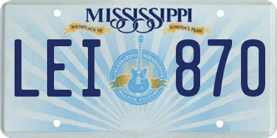 MS license plate LEI870