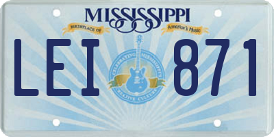 MS license plate LEI871