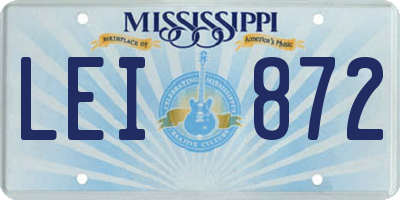 MS license plate LEI872