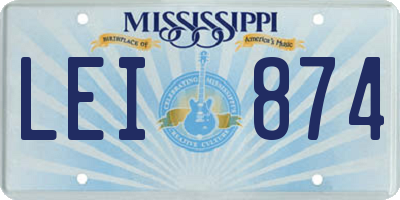 MS license plate LEI874