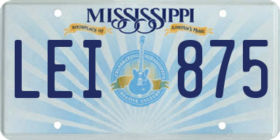 MS license plate LEI875
