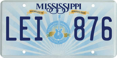 MS license plate LEI876