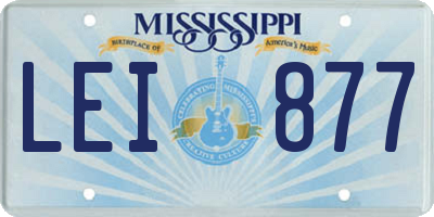 MS license plate LEI877