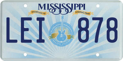 MS license plate LEI878
