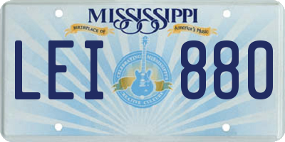 MS license plate LEI880