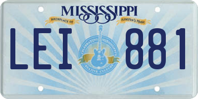 MS license plate LEI881