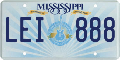 MS license plate LEI888