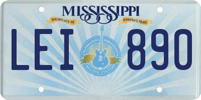 MS license plate LEI890