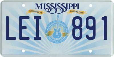 MS license plate LEI891