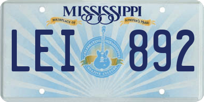 MS license plate LEI892
