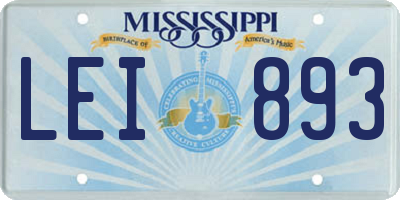 MS license plate LEI893