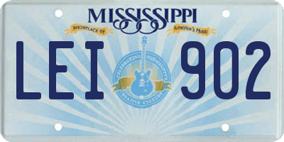 MS license plate LEI902
