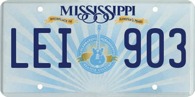MS license plate LEI903