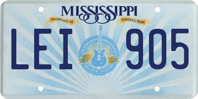 MS license plate LEI905