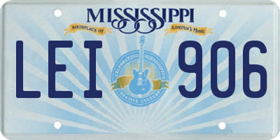 MS license plate LEI906
