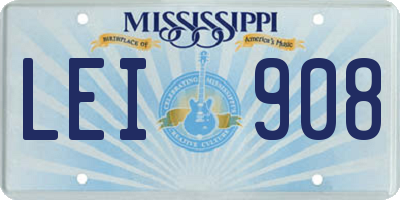 MS license plate LEI908