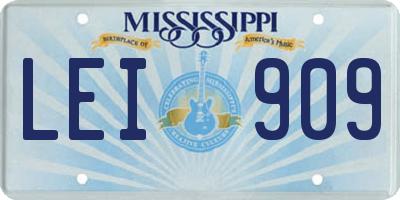 MS license plate LEI909