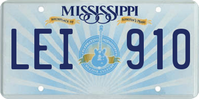 MS license plate LEI910