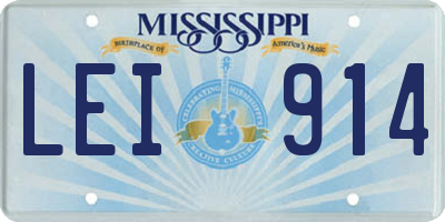 MS license plate LEI914
