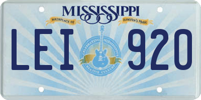MS license plate LEI920