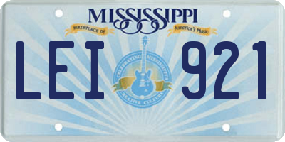 MS license plate LEI921