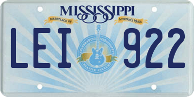 MS license plate LEI922