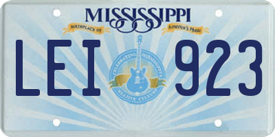 MS license plate LEI923