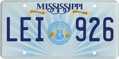 MS license plate LEI926