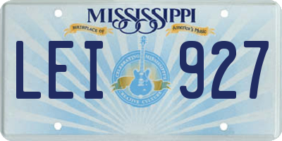 MS license plate LEI927