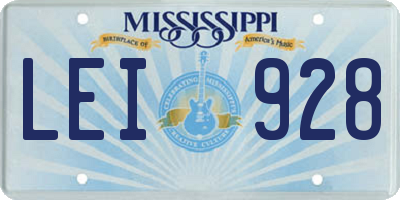 MS license plate LEI928