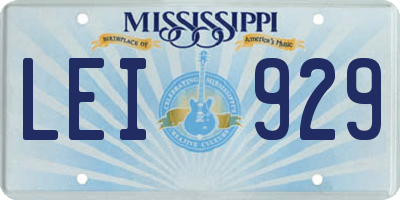MS license plate LEI929