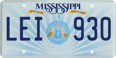 MS license plate LEI930