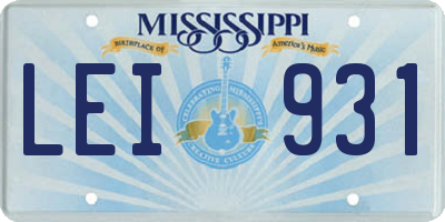 MS license plate LEI931