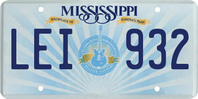 MS license plate LEI932