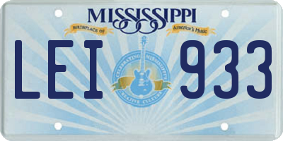 MS license plate LEI933