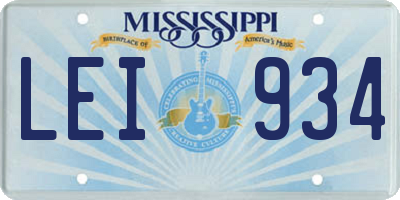 MS license plate LEI934