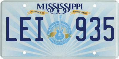 MS license plate LEI935