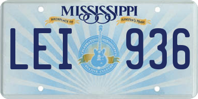 MS license plate LEI936